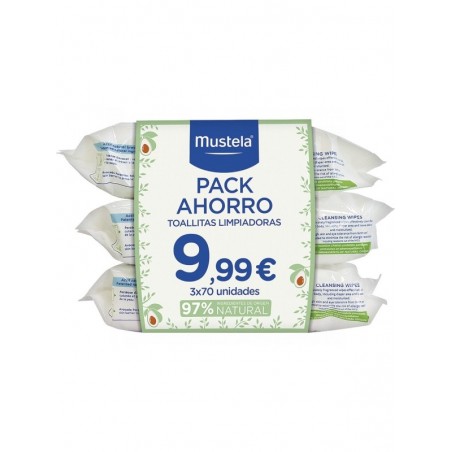 Mustela Toallitas Limpiadoras Pack Ahorro 3x70uds
