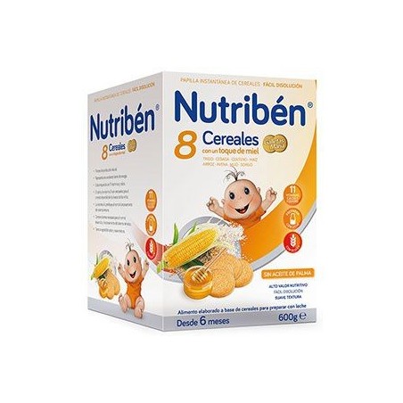 Nutribén Papilla 8 Cereales Con Un Toque De Miel Galletas María 600 gr