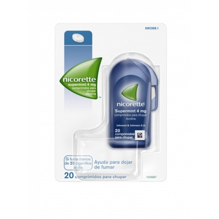 Nicorette Supermint 4 Mg Comprimidos para Chupar, 20 Comprimidos (frasco)