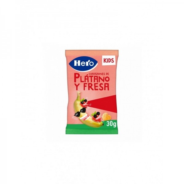 Hero Kids Corazones De Plátano Y Fresa 30g