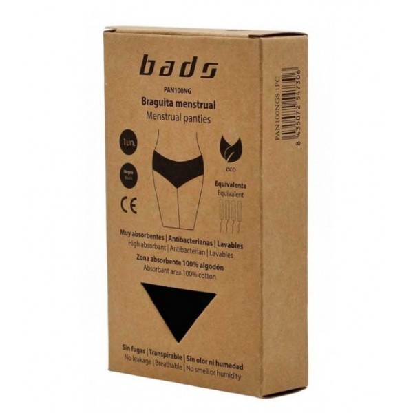 Bads Braguita Menstrual Color Negro 1 unidad talla 2XL